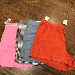 J. Crew old navy short set of four pairs, new, 12 large Blue Chambray, orange